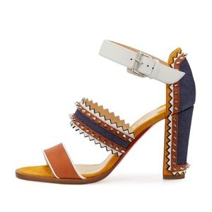 Christian Louboutin Montezumins denim 85mm mule sandal